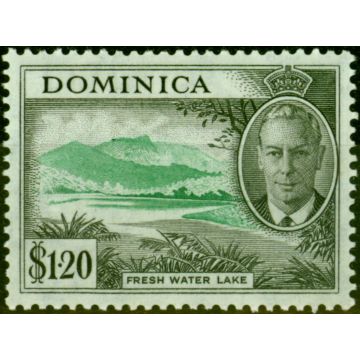 Dominica 1951 $1.20 Emerald & Black SG133a C of A Missing from Wmk Fine LMM Scarce