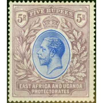 East Africa KUT 1921 5R Blue & Dull Purple SG74 Fine Lightly Mtd Mint