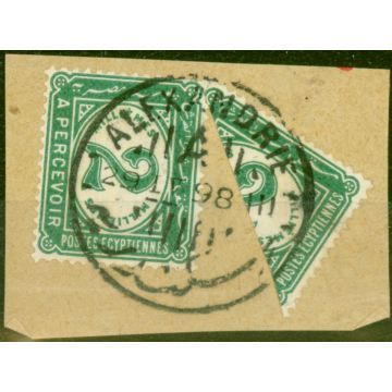 Egypt 1898 2m Green Bisected on Piece with Normal SGD71a Fine Used (2)