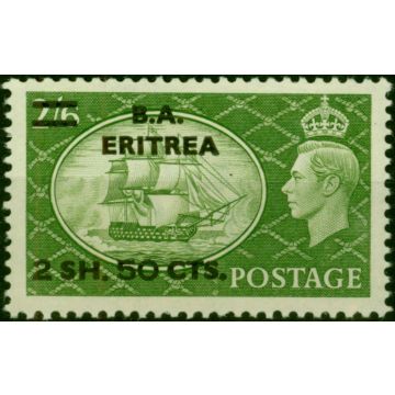 Eritrea 1951 2s50c on 2s6d Yellow-Green SGE30 Fine LMM 