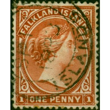 Falkland Islands 1891 1d Orange Red-Brown SG18 Fine Used (2)