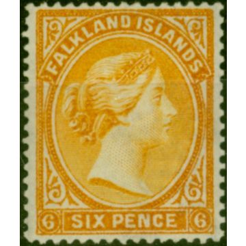 Falkland Islands 1891 6d Orange-Yellow SG33x Wmk Reversed Good MM