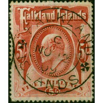 Falkland Islands 1904 5s Red SG50 V.F.U