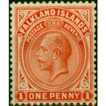 Falkland Islands 1920 1d Orange-Vermilion SG61d Thick Paper Fine MM 