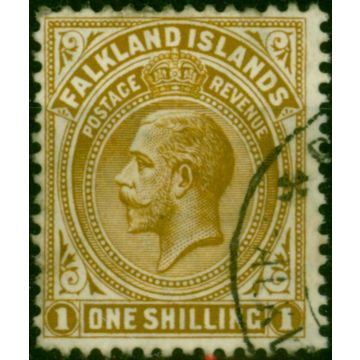 Falkland Islands 1920 1s Brown SG65b Thick Paper Fine Used 