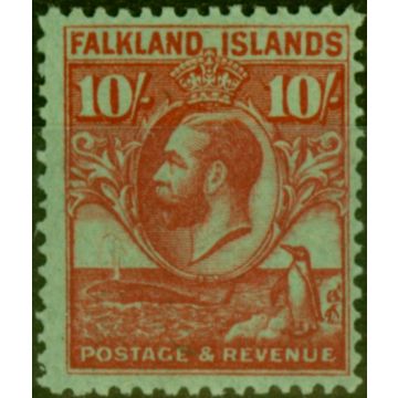 Falkland Islands 1929 10s Carmine-Emerald SG125 Fine & Fresh LMM