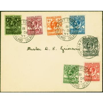 Falkland Is Cover 1937 Set of 7 to 1s SG116-122a 'Port Stanley B 31 DEC 37' CDS Fine & Attractive 