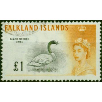 Falkland Islands 1960 £1 Black & Orange-Yellow SG207 Fine Used 