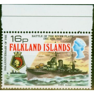 Falkland Islands 1974 16p H.M.S Ajax SG310w Wmk Crown to Right of CA V.F MNH 