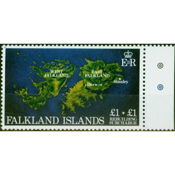 Falkland Islands 1982 Rebuilding Fund £1 + £1 SG430w Wmk Crown to Right of CA V.F MNH 