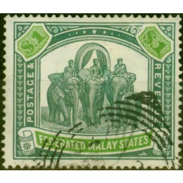 Fed Malay States 1926 $1 Grey-Green & Emerald SG76a Fine Used