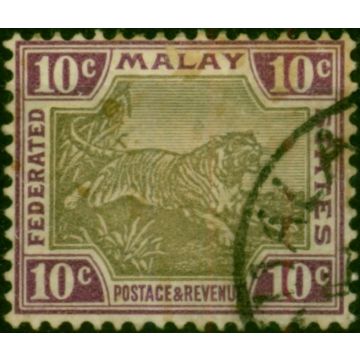 Fed of Malay States 1900 10c Grey-Brown & Purple SG20d Fine Used 