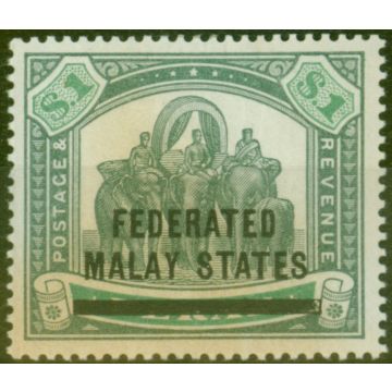 Fed of Malay States 1900 $1 Green & Pale Green SG11 Good Mtd Mint