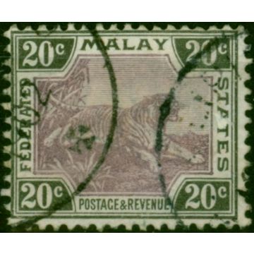 Fed of Malay States 1900 20c Mauve & Black SG21 Fine Used 