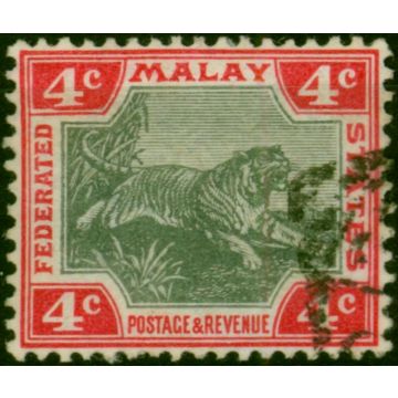 Fed of Malay States 1900 4c Grey & Carmine SG17a Fine Used 