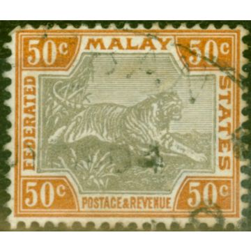 Fed of Malay States 1900 50c Grey & Orange-Brown SG22a Good Used 