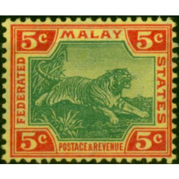 Fed of Malay States 1906 5c Green & Carmine-Yellow SG39 Fine LMM 