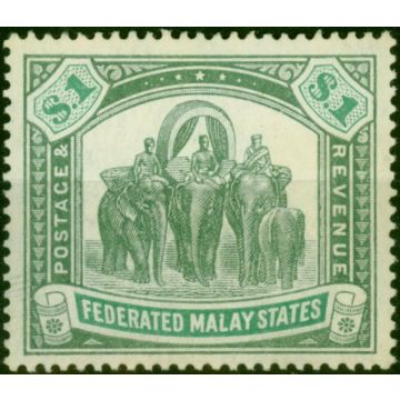 Fed of Malay States 1907 $1 Grey-Green & Green SG48 Fine & Fresh LMM 