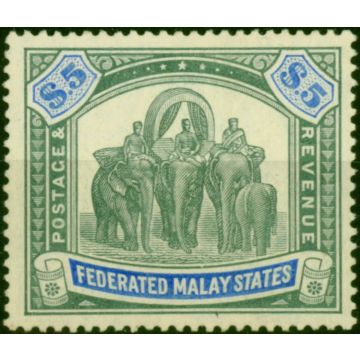 Fed of Malay States 1908 $5 Green & Blue SG50 V.F & Fresh LMM 