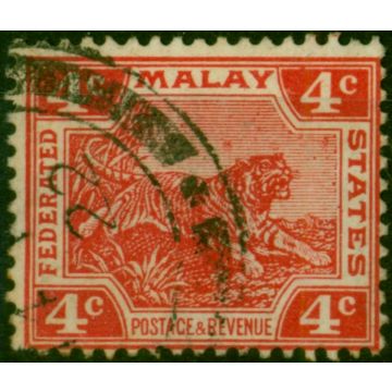 Fed of Malay States 1922 4c Scarlet Die II SG38b 'Wmk Upright' Fine Used Scarce 