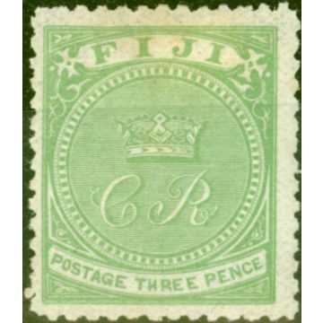 Fiji 1871 3d Pale Yellow-Green SG11 Fine Mtd Mint 