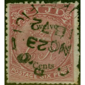 Fiji 1872 12c on 6d Carmine-Rose SG15 Fine Used