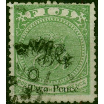 Fiji 1877 2d on 3d Yellow-Green SG32 Laid Paper Fine Used 