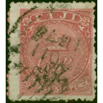 Fiji 1877 6d Rose SG38 Laid Paper Fine Used 