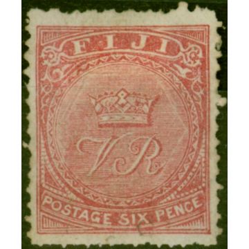 Fiji 1881 6d Rose SG48 P.10 x 12.5 Fine Used 'Albino Cancel'