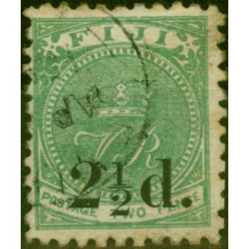 Fiji 1891 2 1/2d on 2d Green SG71 Good Used