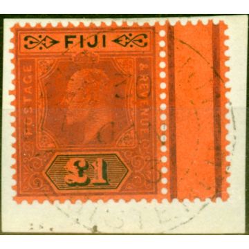 Fiji 1912 £1 Purple & Black-Red SG124 Superb Used on Piece 
