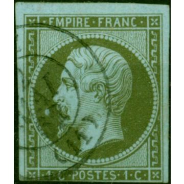 France 1860 1c Olive-Green-Bluish SG42 Good Used 