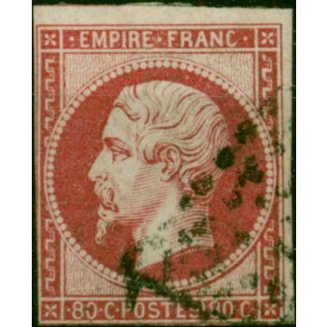 France 1860 80c Deep Rose-White SG71a Good Used 
