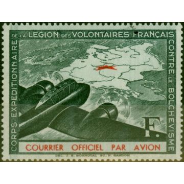 France 1941 WWII 1F Legion Volontaires Variety Overprint Omitted V.F MNH 