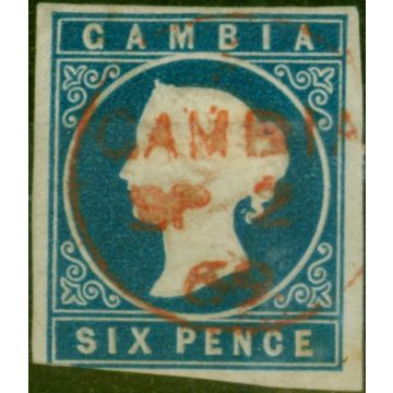 Gambia 1869 6d Blue SG3a Good Used (3)