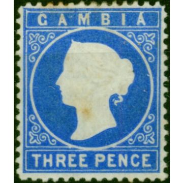 Gambia 1880 3d Bright Ultramarine SG14b Good MM
