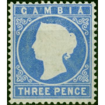 Gambia 1880 3d Pale Dull Ultramarine SG14bc Fine & Fresh LMM 
