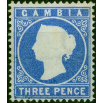 Gambia 1880 3d Pale Dull Ultramarine SG14bc Good MM