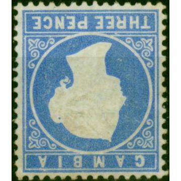 Gambia 1880 3d Pale Dull Ultramarine SG14bcw Wmk Inverted Good MM 