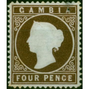 Gambia 1880 4d Brown SG15aw Wmk CC Sideways to Left Ave MM CV £600 