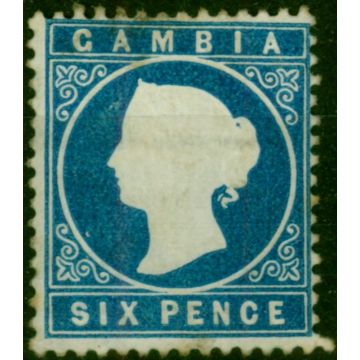 Gambia 1880 6d Deep Blue SG17bc 'Sloping Label' Good MM 