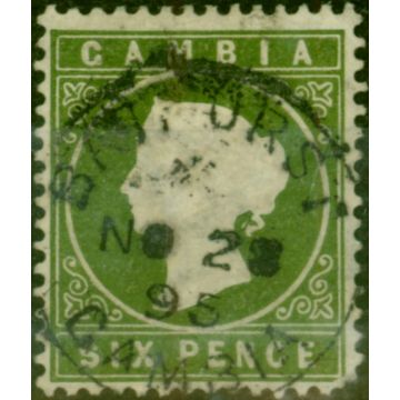 Gambia 1886 6d Yellowish Olive-Green SG32 Good Used