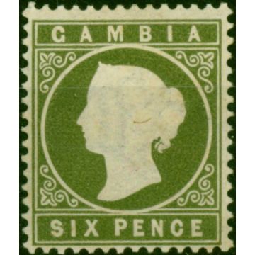 Gambia 1887 6d Olive-Green SG32 Good Lightly MM 