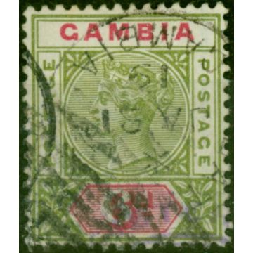 Gambia 1898 6d Olive-Green & Carmine SG43 Good Used