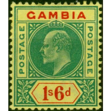 Gambia 1902 1s6d Green & Carmine-Yellow SG53 Fine MM 