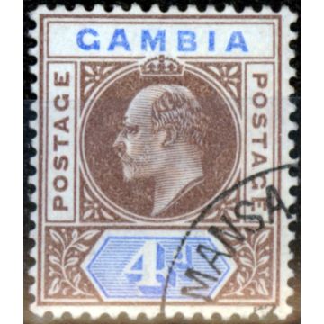 Gambia 1902 4d Brown & Ultramarine SG50 Superb Used MANSA KONKO CDS