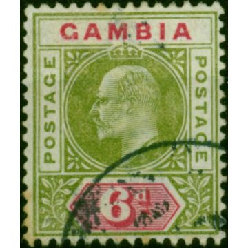 Gambia 1902 6d Pale Sage-Green & Carmine SG51 Good Used 