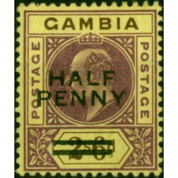 Gambia  1906 1/2d on 2s6d Purple & Brown-Yellow SG69  Fine MM 2