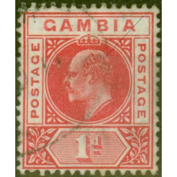 Gambia 1909 1d Red SG73var Slotted Frame Fine Used 