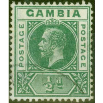 Gambia 1912 1/2d Dp Green SG86var Deformed B in GAMBIA Fine Used 